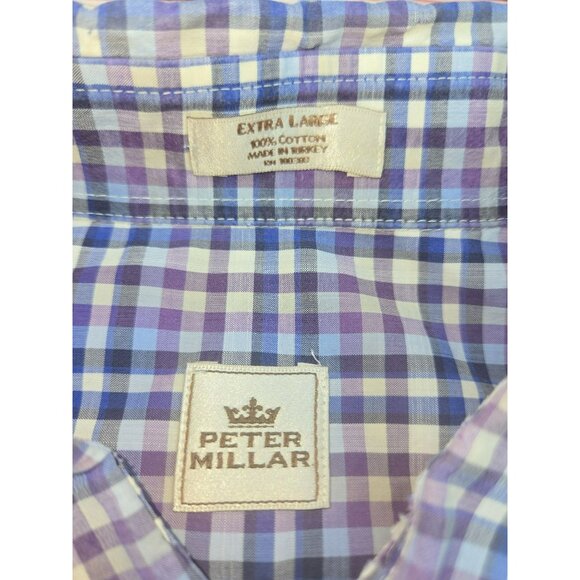 Peter Millar Mens Checkered Cotton Dress Shirt XL - Picture 5 of 7